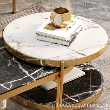 Table à thé ronde nordique Table basse extensible en verre